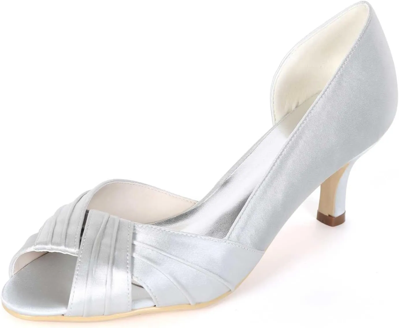 Women's Peep Toe Low Kitten Heel Sandals - Perfect Wedding Pumps for Elegant Bridal & Formal Events