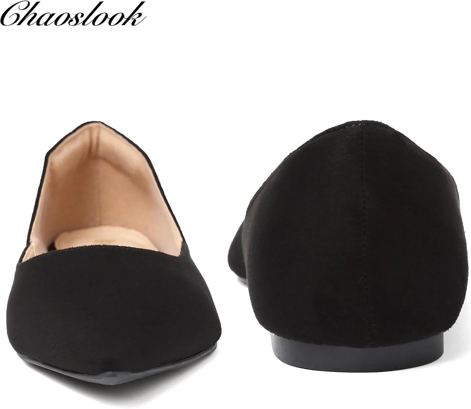Womens Pointed Toe Black Ballet Flats Comfortable Casual Dress Flats for Women Elegant Memory Foam Flats with Party Wedding