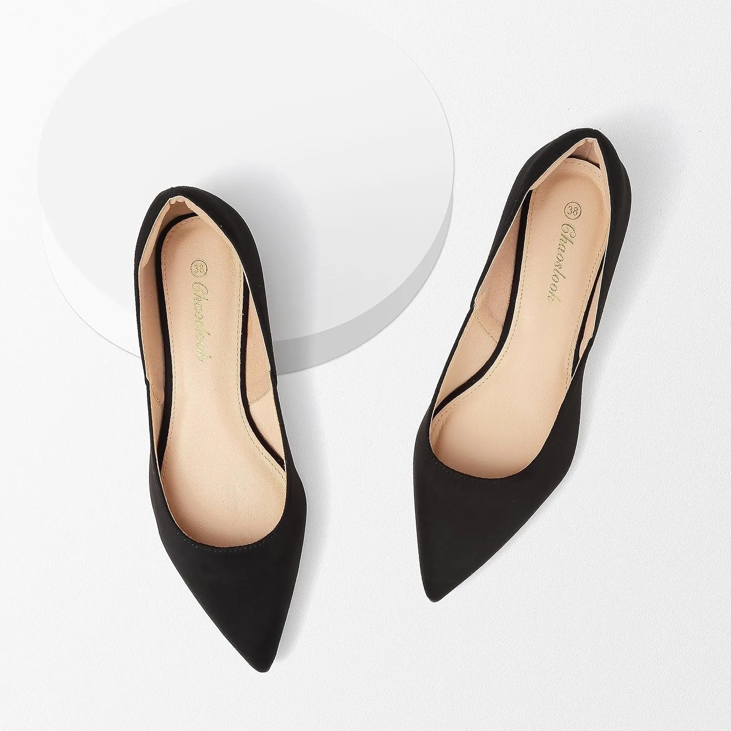 Womens Pointed Toe Black Ballet Flats Comfortable Casual Dress Flats for Women Elegant Memory Foam Flats with Party Wedding