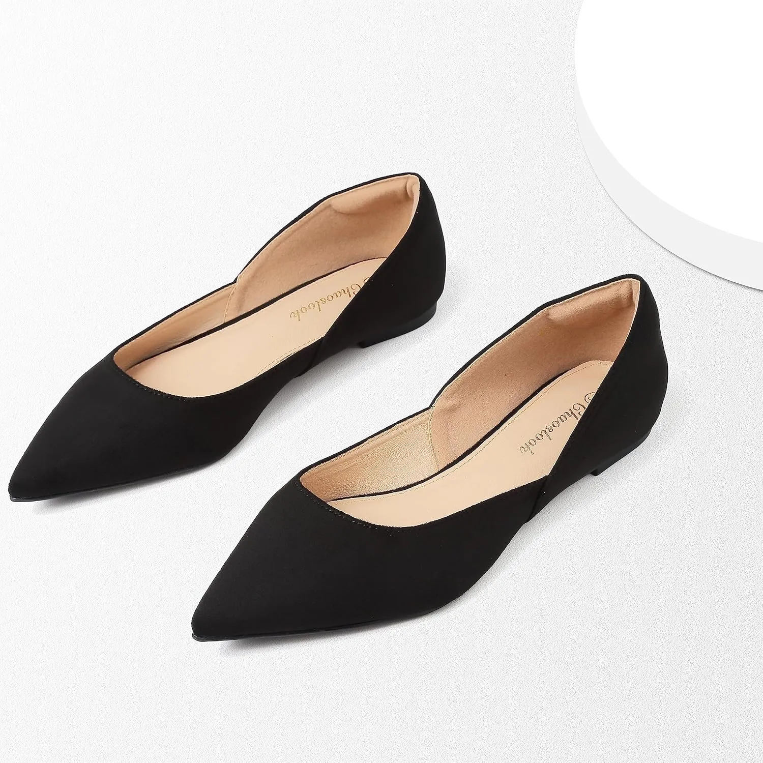 Womens Pointed Toe Black Ballet Flats Comfortable Casual Dress Flats for Women Elegant Memory Foam Flats with Party Wedding