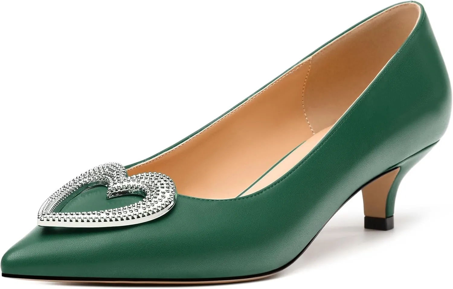 Women's Pumps Shoes Kitten Heels for Women Elegant Pumps Heart Shape Metal Pumps Heels