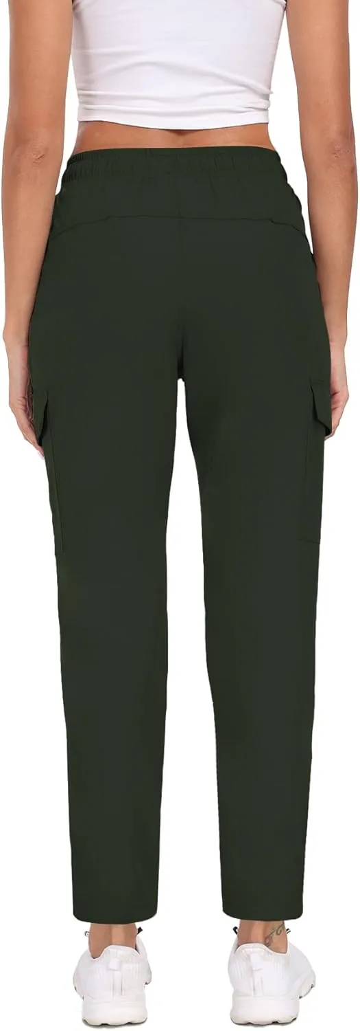 Women's Quick Dry Cargo Pants Water Resistant Hiking Pants Lightweight High Waisted Pants Zipper Pocket QYY24013