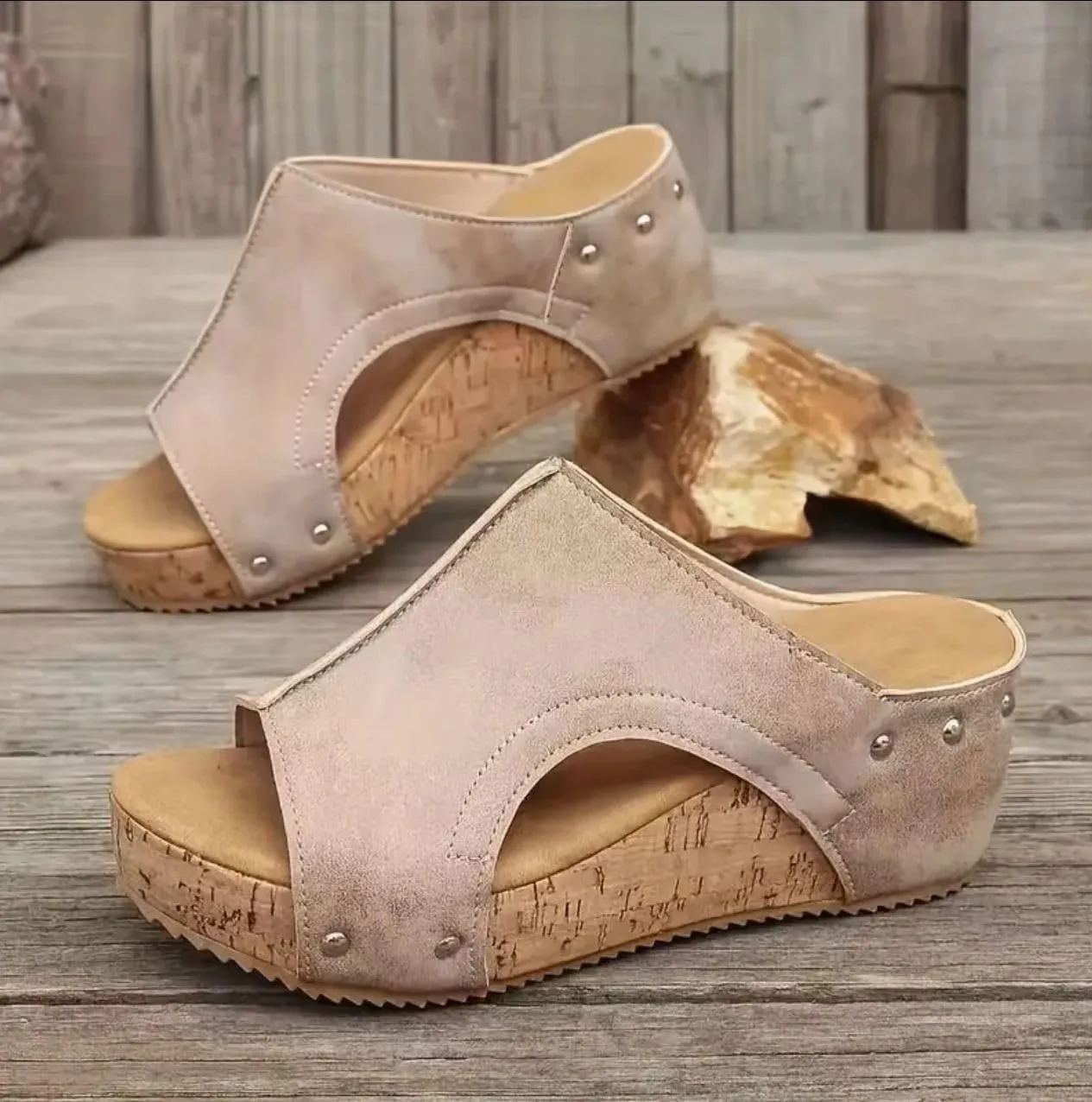Womens Sandals Retro Thick Platform Heels Wedge Sandals, Open Toe Slip On Women Summer Shoes