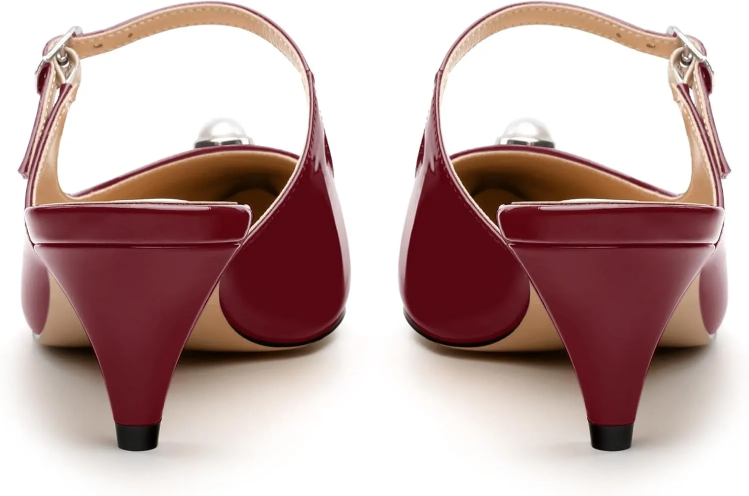 Women's Slide Sandals, Backstrap Buckle Low Kitten Heels, Two Toned Patchwork Pointed Toe, Fashion Party Daily Dress Shoes for Women