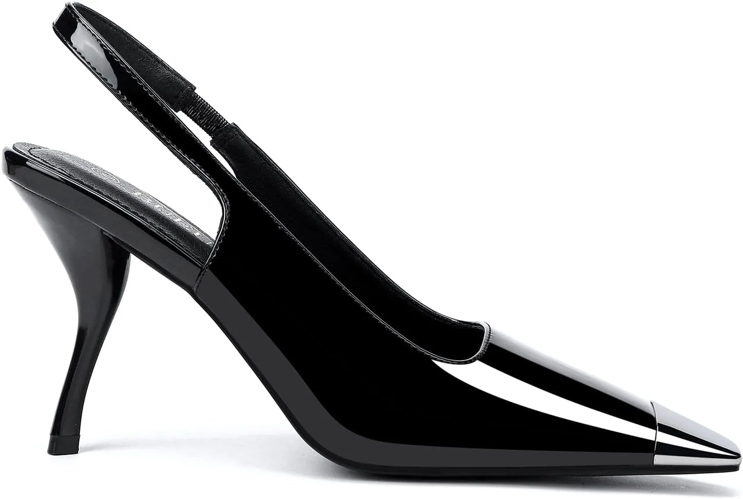 Women's Slingback Heels Metal Square Toe High Heels Stiletto Heel Backless Pumps Party Dress Shoes