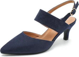 Women's Slingback Kitten Heel Pointed Toe Dress Pumps Ankle Strap Comfortable Elegant Dress Wedding Party Shoes