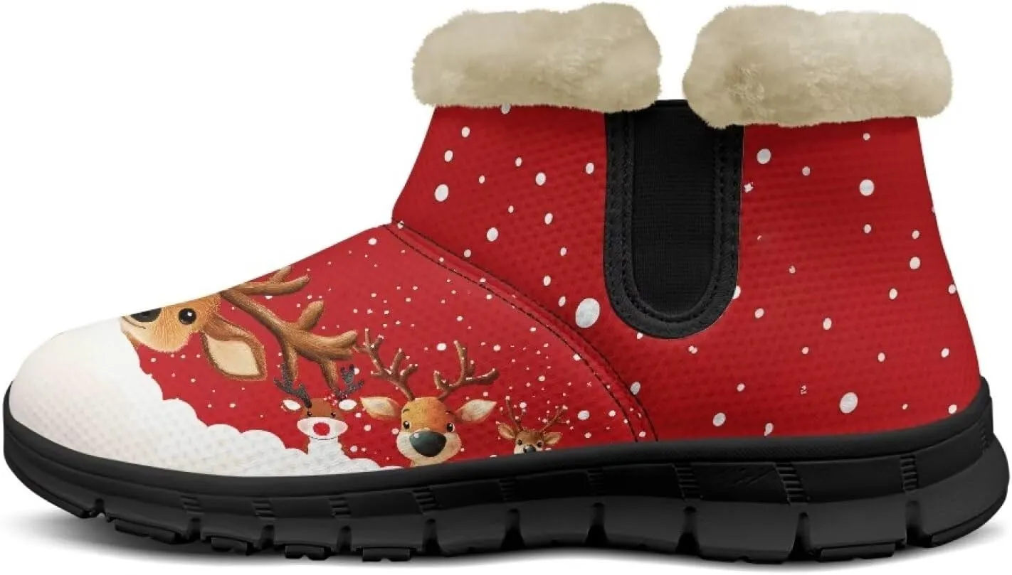 Women's Snow Boots Christmas Casual Winter Hiking Boots Comfy Lightweight Soft EVA Sole Anti-Skid Boots for Outdoor Indoor Travel US 6-12 Black Sole