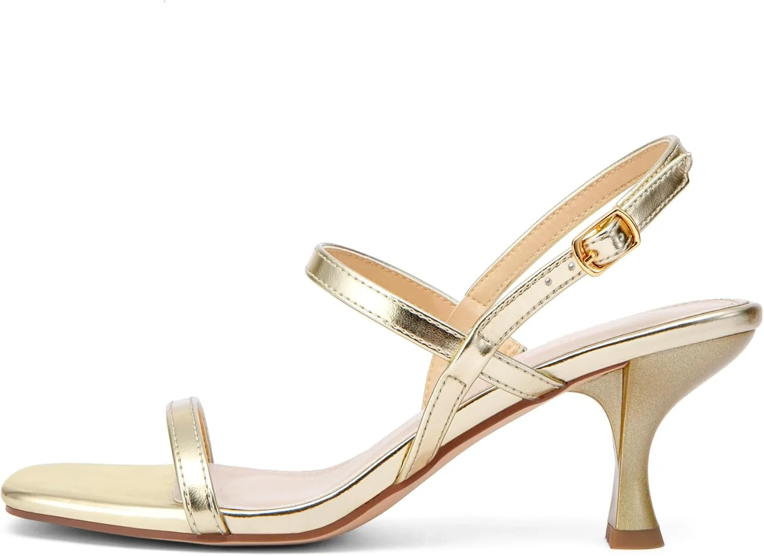 Women's Strappy Kitten Heel Sandals Square Open Toe Low Heel Buckle Ankle Strap Comfortable Fashion Wedding Party Dressy Shoes