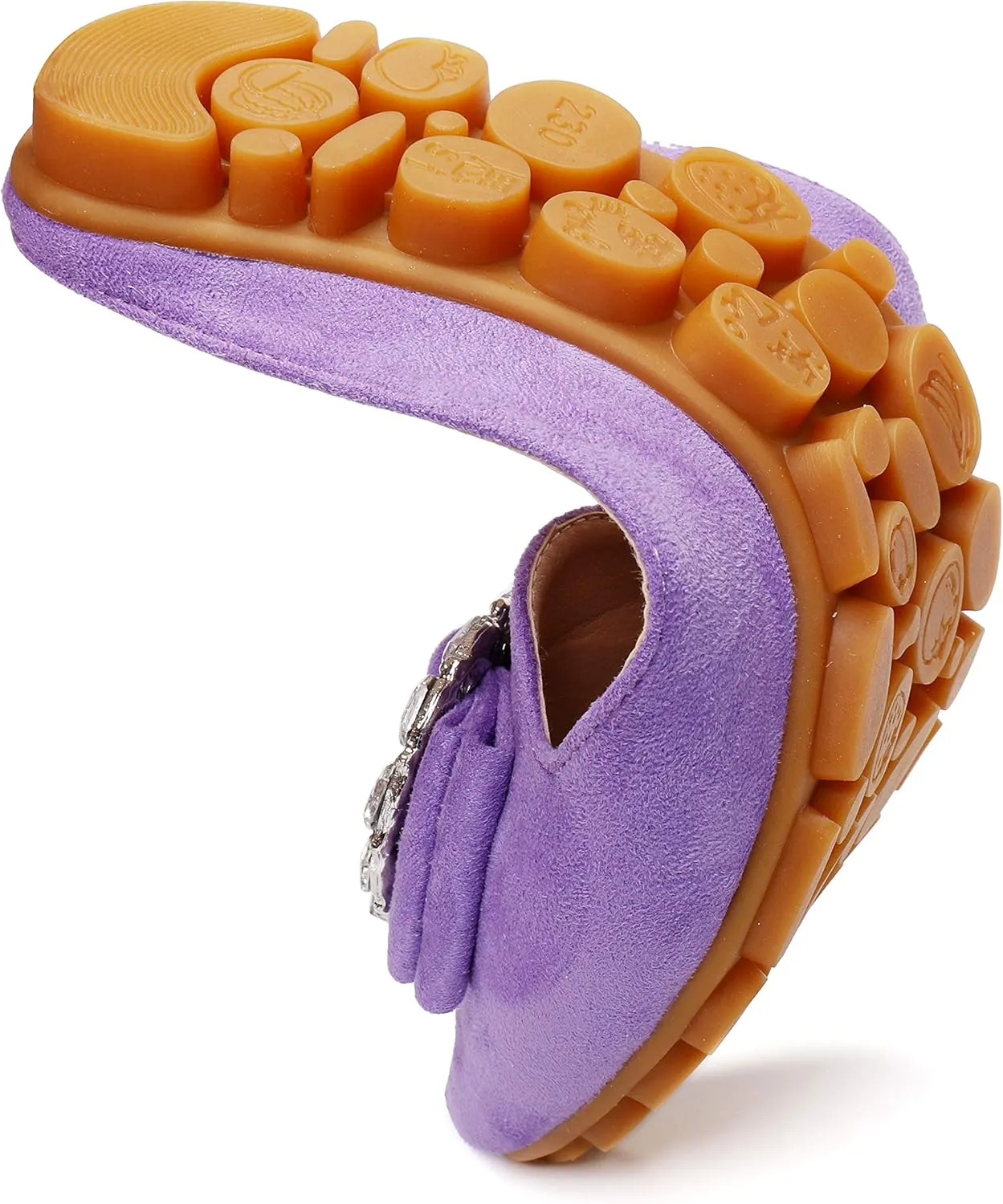 Women's Suede Leather Mules Mules for Woman Rhinestone Flats Comfortable Slip on Women Mule Shoe