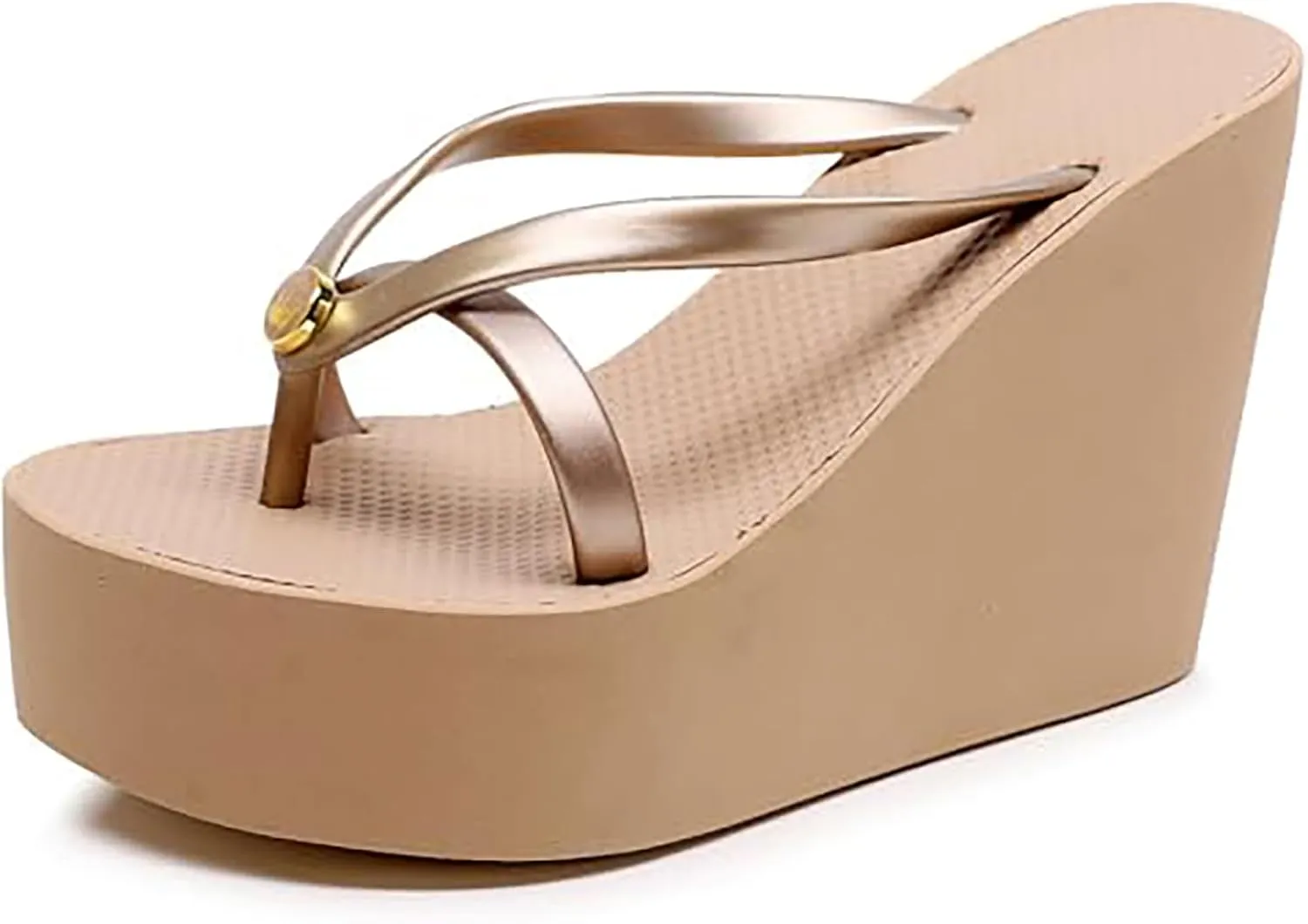 Women's Thong Slip On Platform Wedge Slides Sandals Fashion Round Peep Toe Slip-On Non-Slip Platform Clip Toe Flip Flop Summer Leisure Vacation Beach Sandals