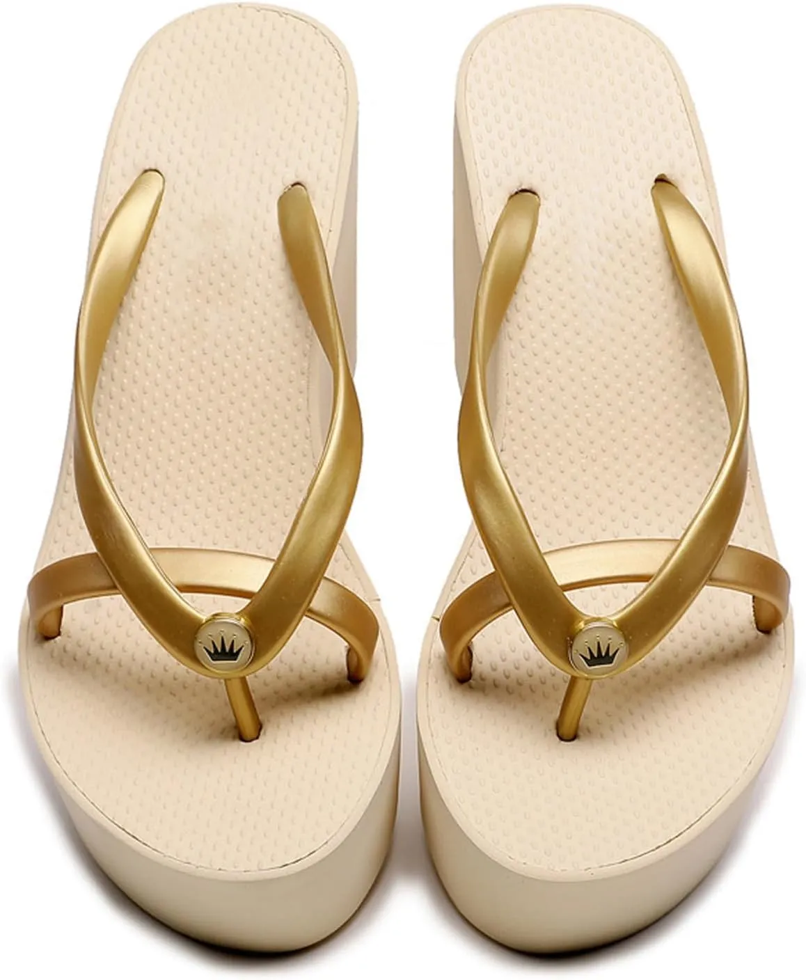 Women's Thong Slip On Platform Wedge Slides Sandals Fashion Round Peep Toe Slip-On Non-Slip Platform Clip Toe Flip Flop Summer Leisure Vacation Beach Sandals