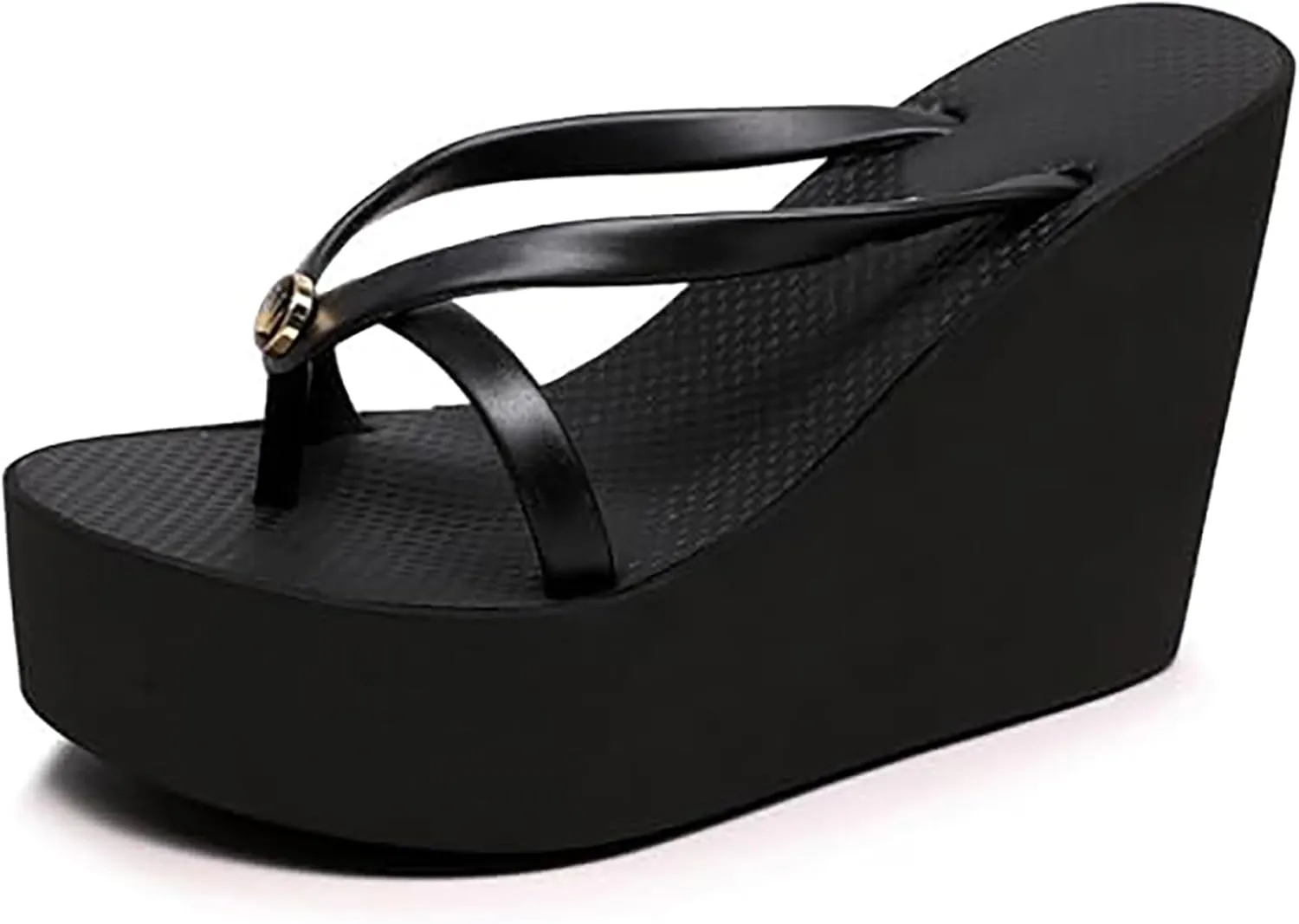 Women's Thong Slip On Platform Wedge Slides Sandals Fashion Round Peep Toe Slip-On Non-Slip Platform Clip Toe Flip Flop Summer Leisure Vacation Beach Sandals