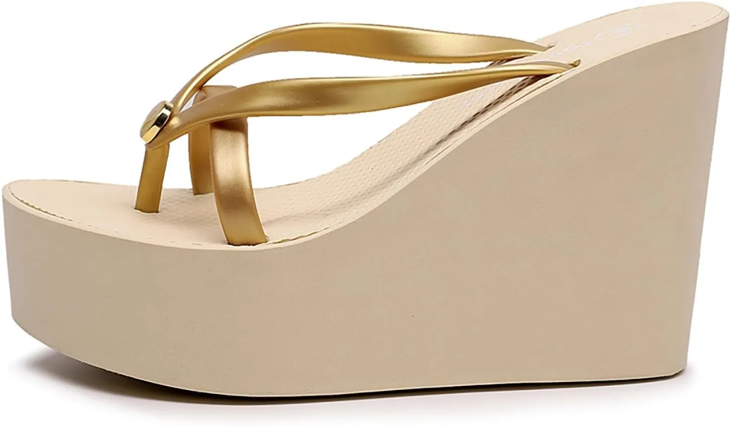 Women's Thong Slip On Platform Wedge Slides Sandals Fashion Round Peep Toe Slip-On Non-Slip Platform Clip Toe Flip Flop Summer Leisure Vacation Beach Sandals
