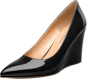Womens Wedge Heel Pumps Shoes, Pointed Toe High Heel Dress Shoes for Women 3.3"