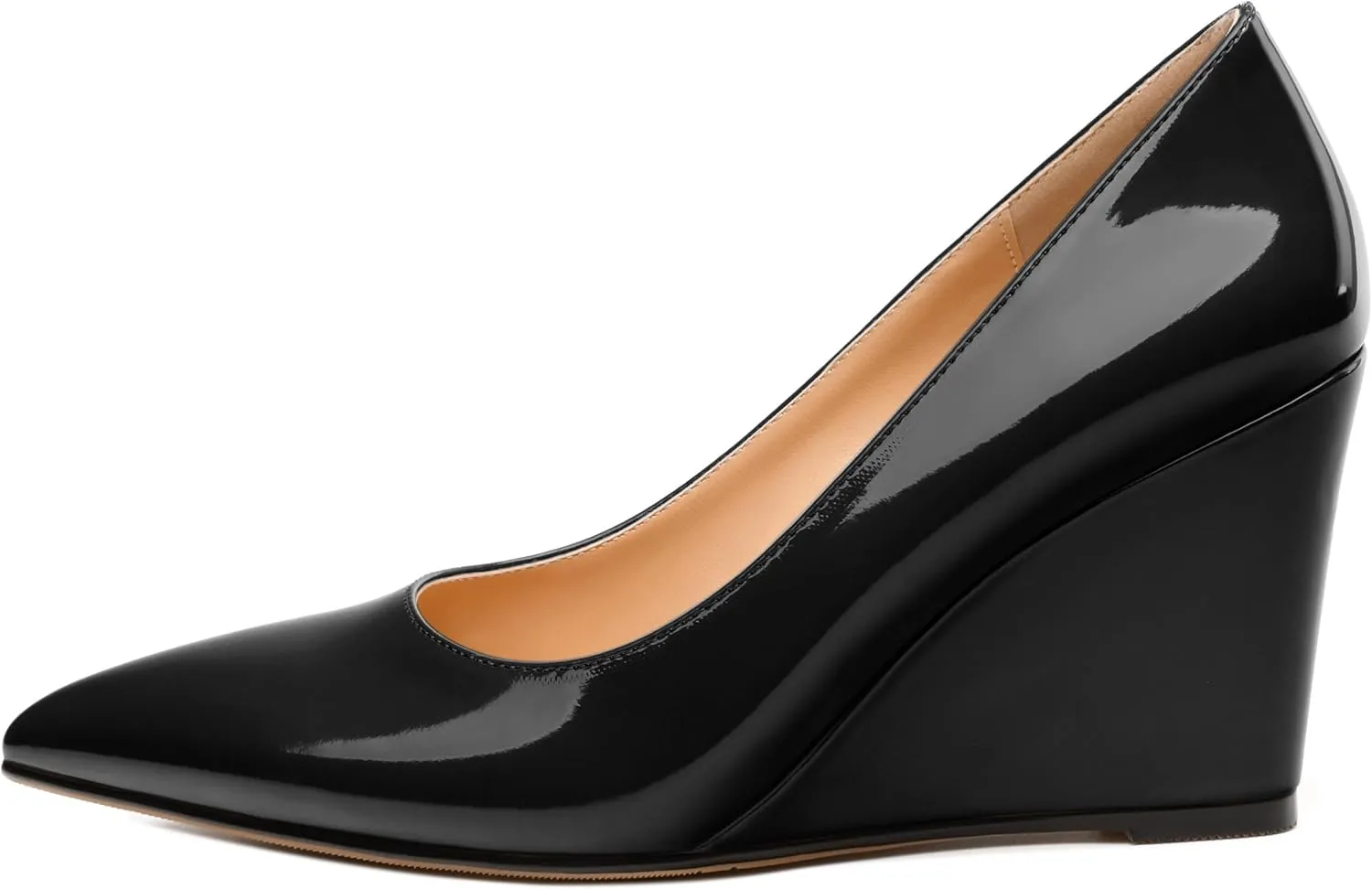 Womens Wedge Heel Pumps Shoes, Pointed Toe High Heel Dress Shoes for Women 3.3"