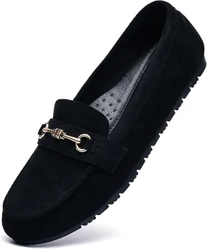 Women's Wide Loafers Casual Slip on Flat Shoes Women's Comfort Penny Loafers with Arch Support Women Dressy Moccasins