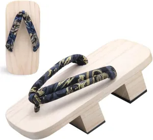 Wooden Clogs for Women Men, Two-Tooth Flip Flop Slippers Men's Japanese Sandals Traditional Clogs Geta Mens House Slippers High-Heel Halloween Costumes Shoes