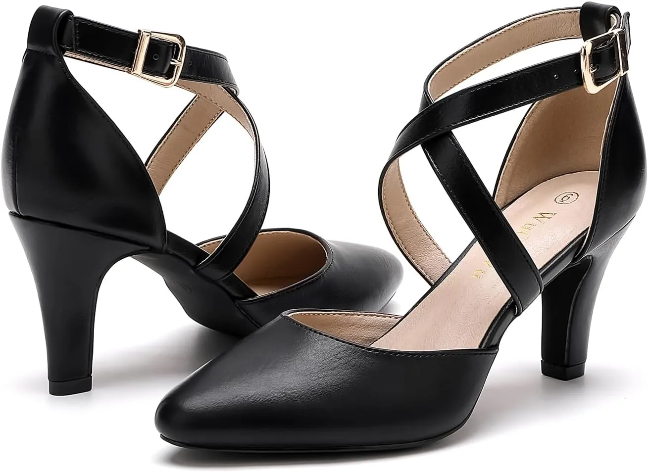 WuORWu Women's Closed Toe Heel Pumps