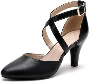 WuORWu Women's Closed Toe Heel Pumps