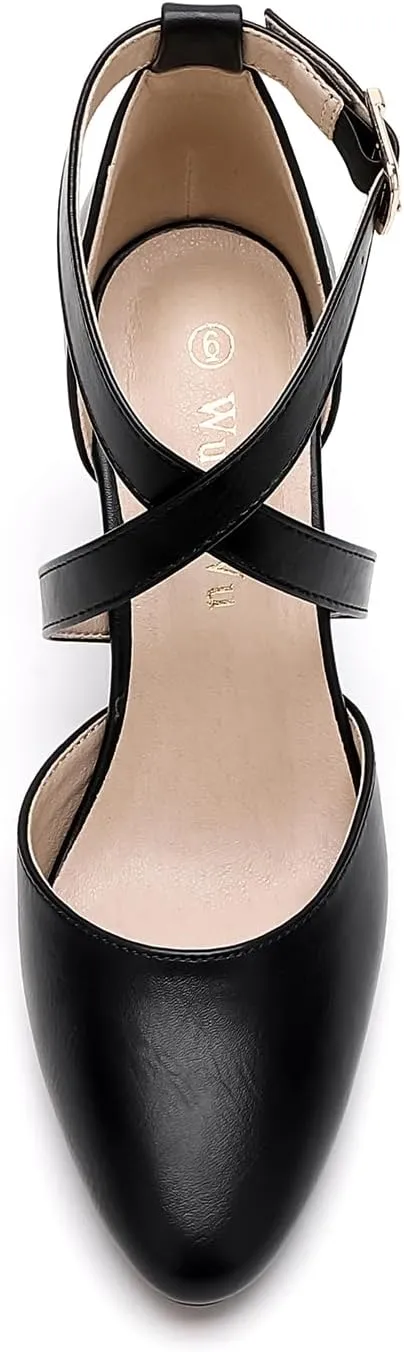 WuORWu Women's Closed Toe Heel Pumps