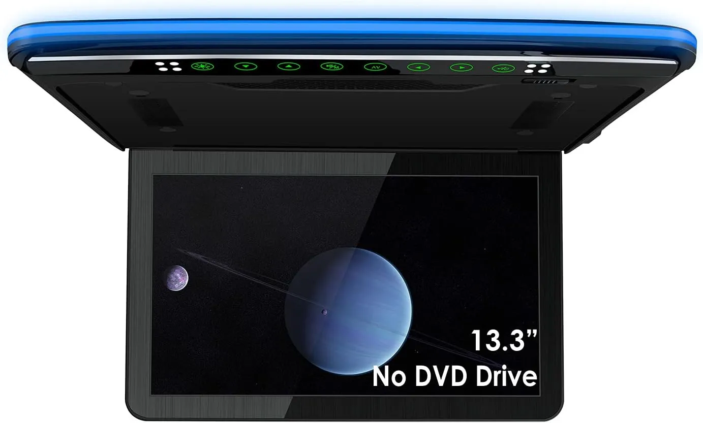XTRONS 13.3 Inch Car Overhead Player Ultra-Thin 1920 * 1080 FHD Screen Car Roof Mounted Flip Down Car TV Support HDMI, USB (Built in Speaker)