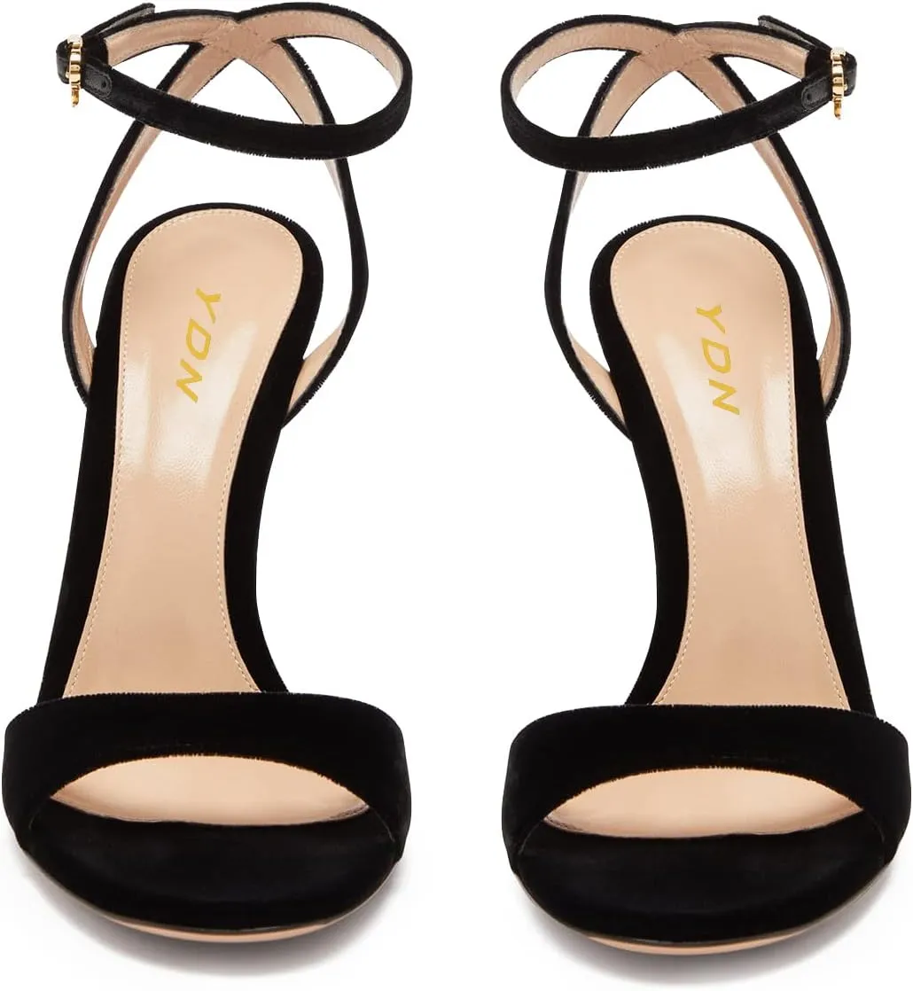 YDN Women Elegant Open Toe Ankle Strap Sandals Adjustable Buckle Special Kitten High Heel Dress Party Prom Ladies Shoes Size 4-15 US