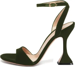 YDN Women Elegant Open Toe Ankle Strap Sandals Adjustable Buckle Special Kitten High Heel Dress Party Prom Ladies Shoes Size 4-15 US