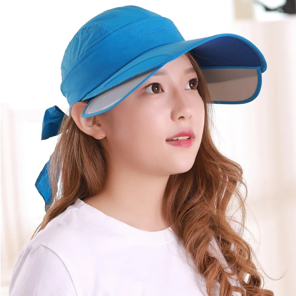 YEKEYI Wide Brim Sunhat Summer UPF 50  Sun Protection Outdoor Hat Baseball Cap Sports Hats with Retractable Visor