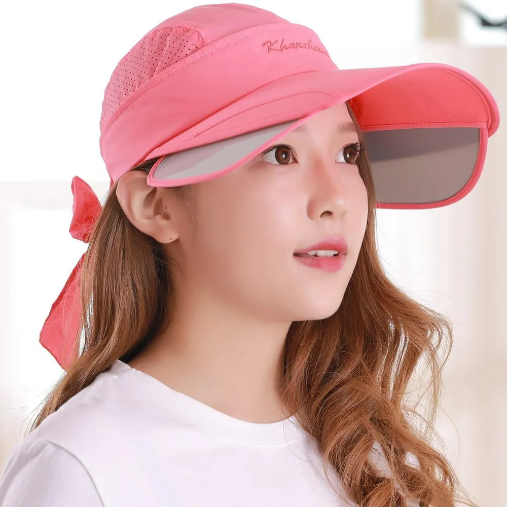 YEKEYI Wide Brim Sunhat Summer UPF 50  Sun Protection Outdoor Hat Baseball Cap Sports Hats with Retractable Visor