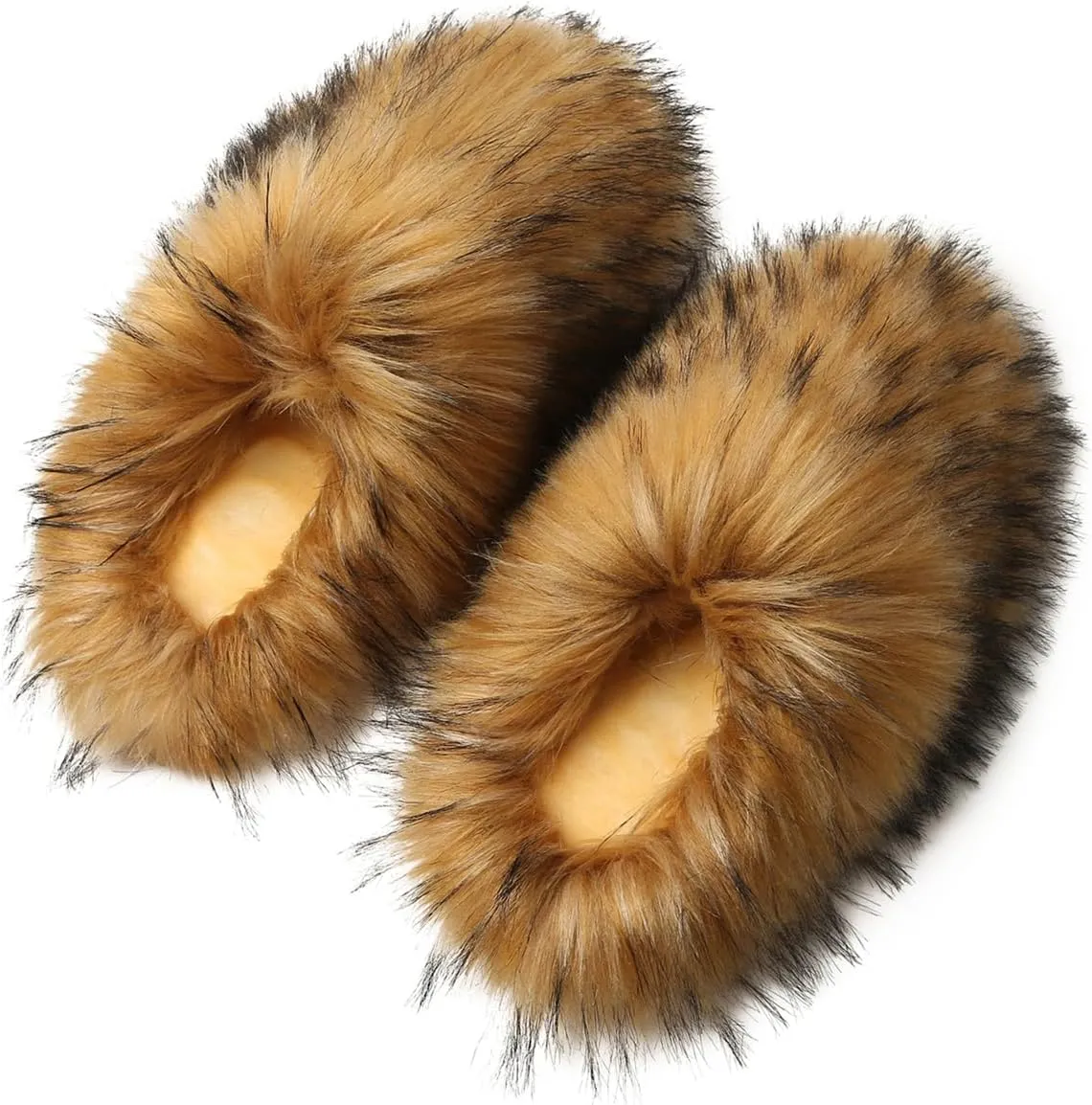 YESBOR Women's Faux Fur Fluffy Fuzzy Slippers Closed Toe Warm Winter House Slides Shoes