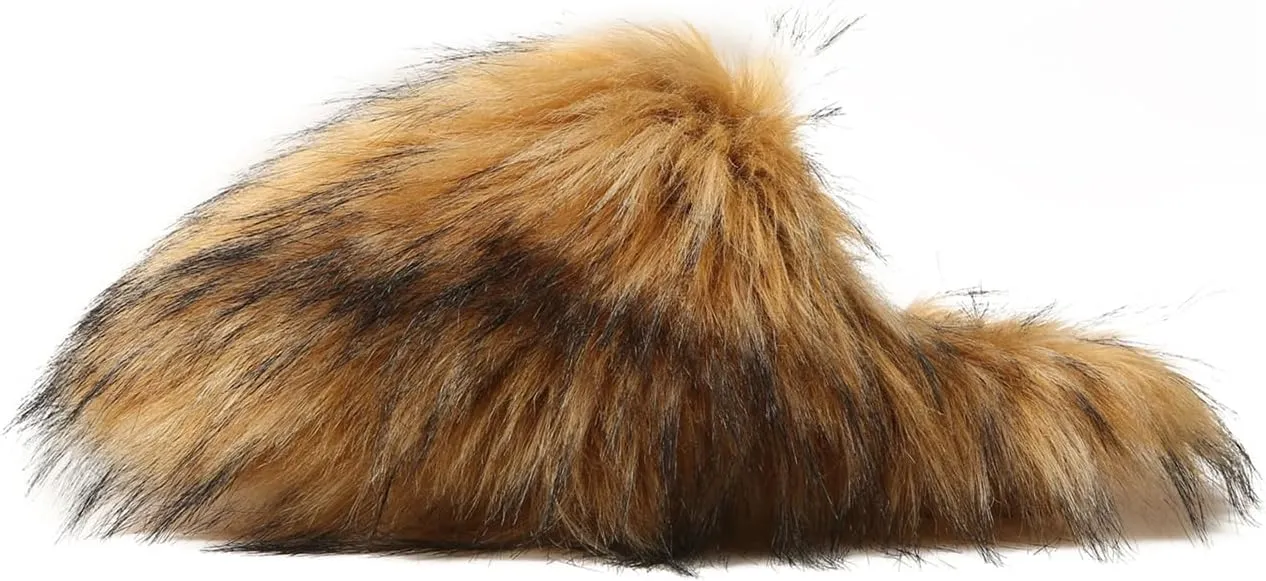 YESBOR Women's Faux Fur Fluffy Fuzzy Slippers Closed Toe Warm Winter House Slides Shoes