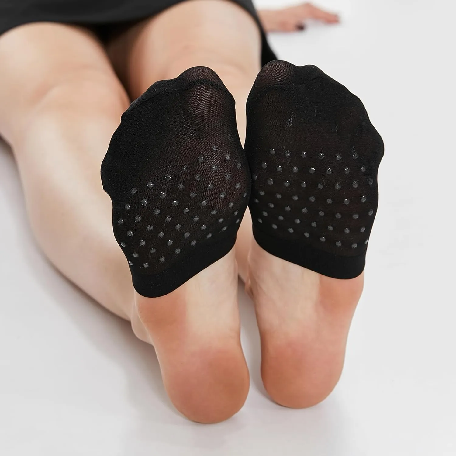Yilanmy Toe Topper Socks for Women 6 Pairs, No Show Liner Half Socks for Heels, Non-Skid Bottom Mule Sock