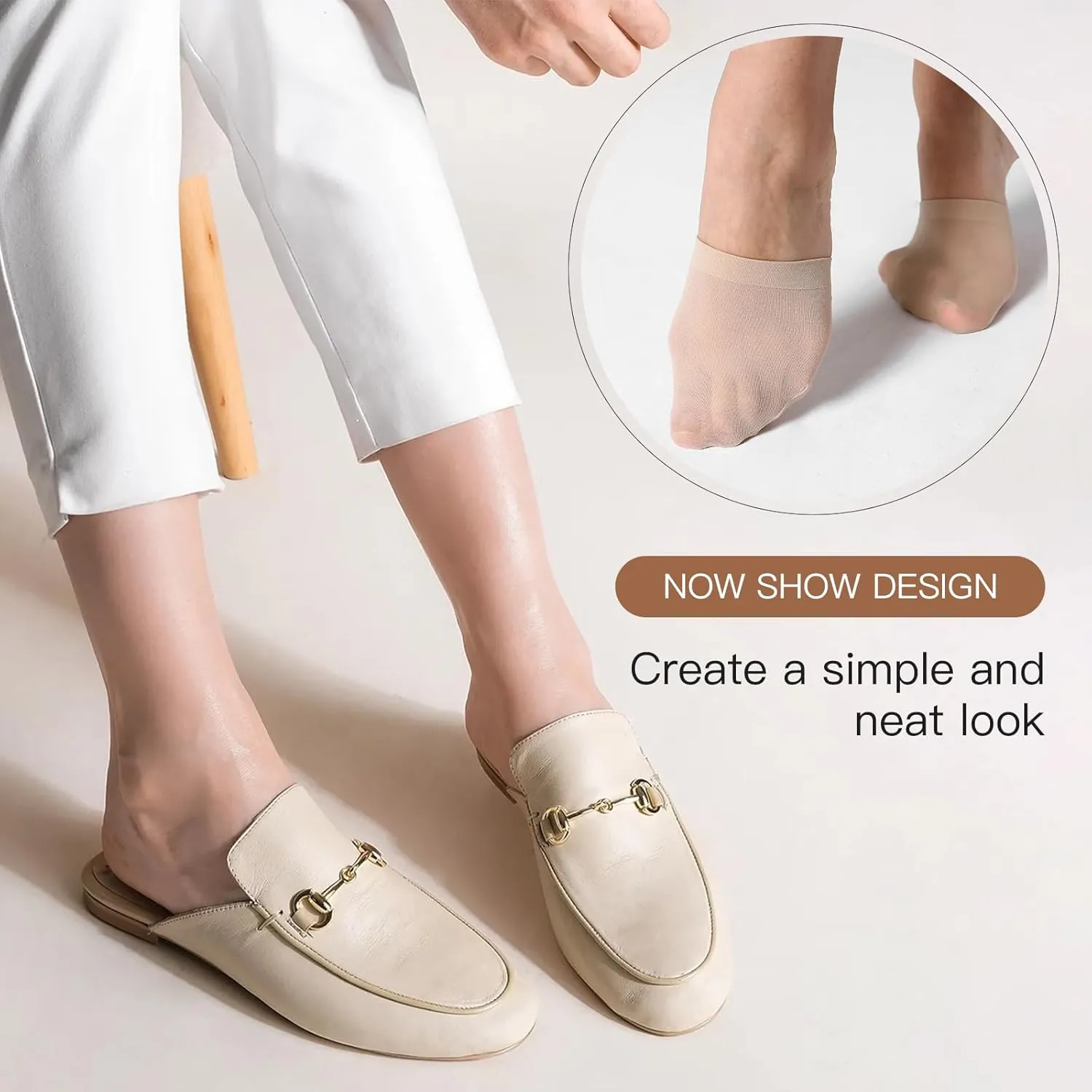 Yilanmy Toe Topper Socks for Women 6 Pairs, No Show Liner Half Socks for Heels, Non-Skid Bottom Mule Sock
