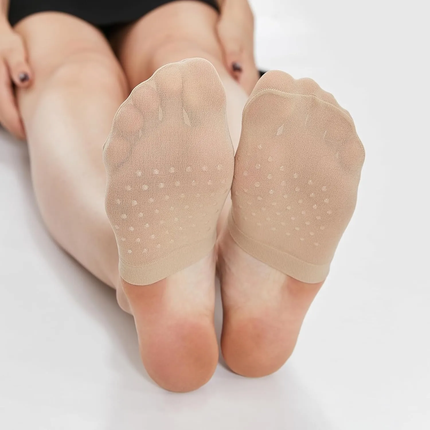 Yilanmy Toe Topper Socks for Women 6 Pairs, No Show Liner Half Socks for Heels, Non-Skid Bottom Mule Sock